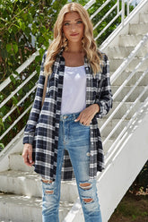 Lapel Single-Breasted Plaid Shirt