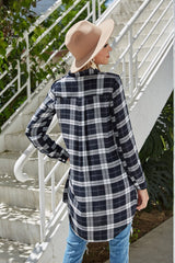 Lapel Single-Breasted Plaid Shirt