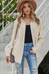 Lapel Single-Breasted Solid Color Shirt