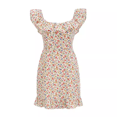 women's summer retro square neck floral dress