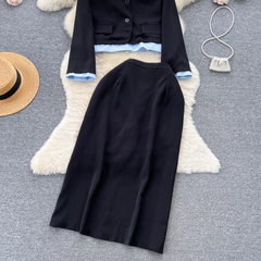 Women's fake two piece shirt jacket versatile skirt two piece set ,two piece dress