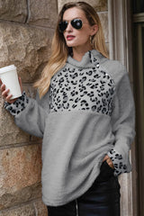 Leopard Patchwork Half-high Collar Plush Hoodies