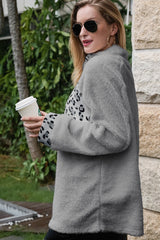 Leopard Patchwork Half-high Collar Plush Hoodies