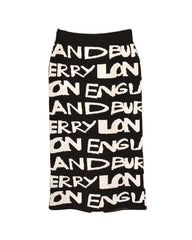 High Waist Split Straight Letters Knit Skirt