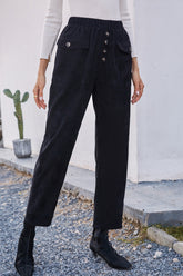 High-rise Buttoned Straight-leg Corduroy Trousers