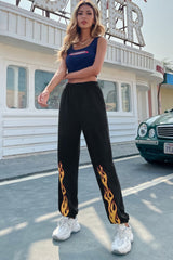 High-Waisted Patterned Sports Trousers