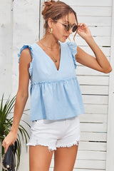 Lace Patchwork V-Neck Sleeveless Shirt