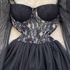 Black A-line Tulle Dress ,