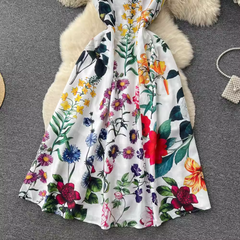 women's summer printed square neck dress