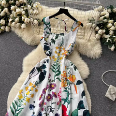 women's summer printed square neck dress