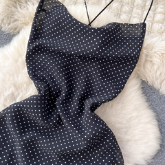 women's summer polka dot suspender dress