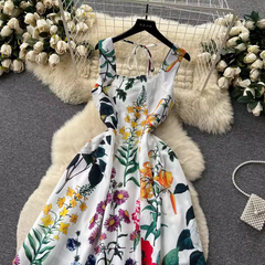 women's summer printed square neck dress