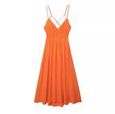Orange Backless Summer Dress