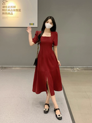 women's summer square neck dress