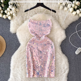 women's summer sequined glitter suspender dress