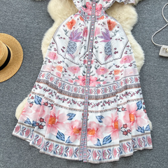 women's summer vintage printed dress,