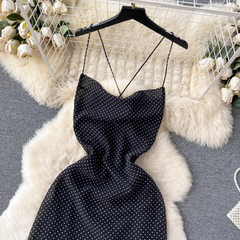 women's summer polka dot suspender dress