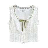 Asma Lace Bow Ties Top