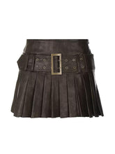 Blythe Faux Leather Pleated Mini Skirt