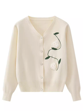 floral embroidered sweater knitted cardigan jacket