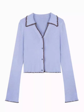 women's retro contrasting lapel sweater