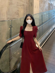 women's summer square neck dress