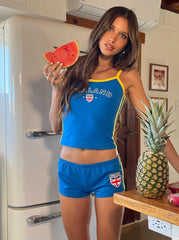 England Letter Print Shorts Set