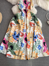 women's summer printed suspender dress