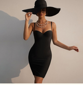 women's summer sexy low neck strap dress,