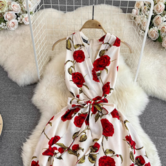 women's summer rose print dress ,