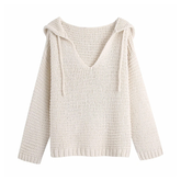 vintage fashion long sleeve hooded loose knit,