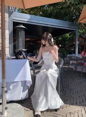 women's summer white strapless dress