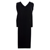 women's v-neck velvet black dress