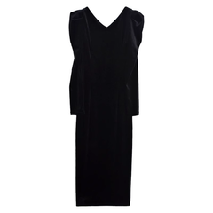 women's v-neck velvet black dress