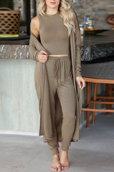 Knitted Slim Fit Vest Trousers Sports 3 pieces Suit