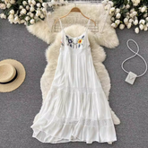 A-line Embroidered Beach Dress ,