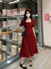 women's summer square neck dress