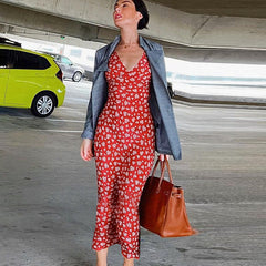 Nava V-Neck Maxi Floral Print Dress