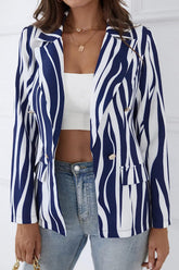 Houndstooth Double-Breasted Peaked Lapel Blazer