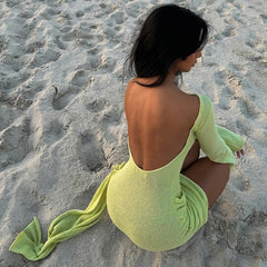 Lynei Knitted Backless Mini Dress