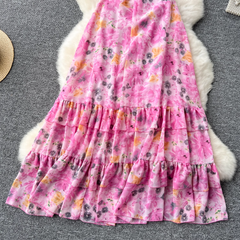 women's v neck printed dress