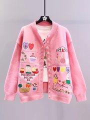 women's retro embroidered sweater jacket
