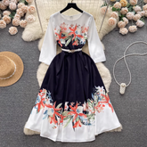 women's summer printed five quarter sleeve dress