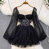 Black A-line Tulle Dress ,