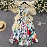 women's summer printed square neck dress