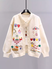 women's retro embroidered sweater jacket