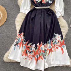 women's summer printed five quarter sleeve dress