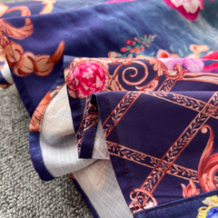 Retro French mid-length lantern long-sleeve printed dress