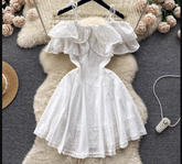 women's summer off shoulder ruffled dress,