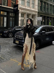 Rose Ruffle Midi Skirt